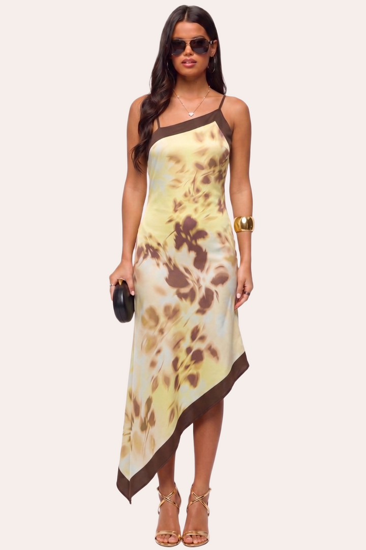 Tie Dye Slip Dress with Asymmetrical Handkerchief Hem