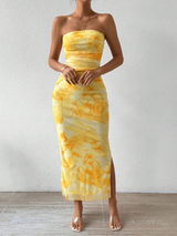 Slim-Fit, Hip-Hugging, Slit, Printed Dress