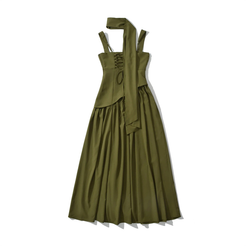 Scarf-Strap Tie-Detail Dress