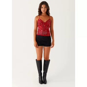 Sequin Embroidered Fitted Camisole