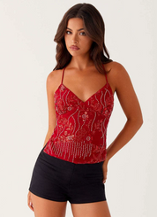 Sequin Embroidered Fitted Camisole