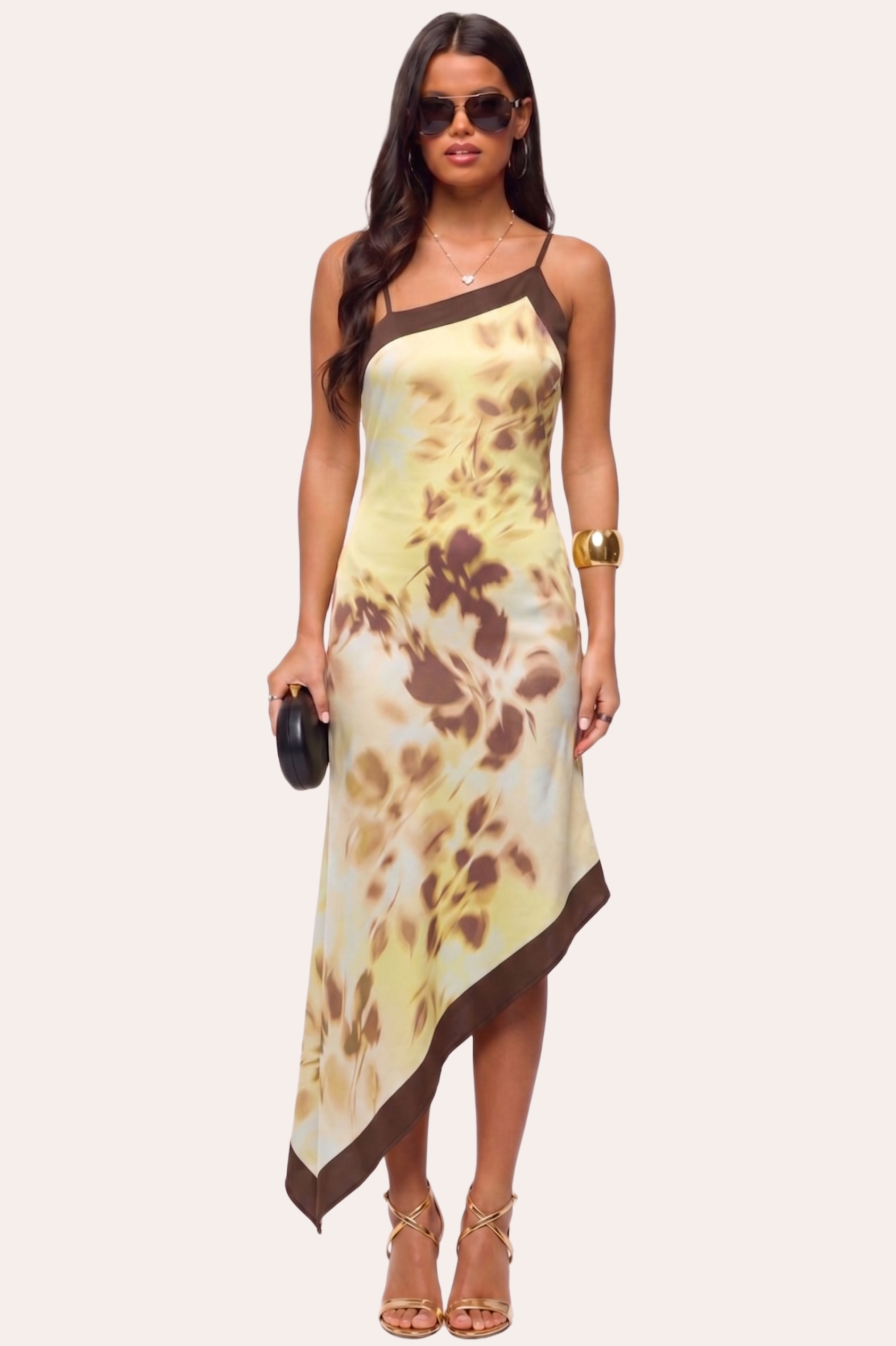 Tie Dye Slip Dress with Asymmetrical Handkerchief Hem