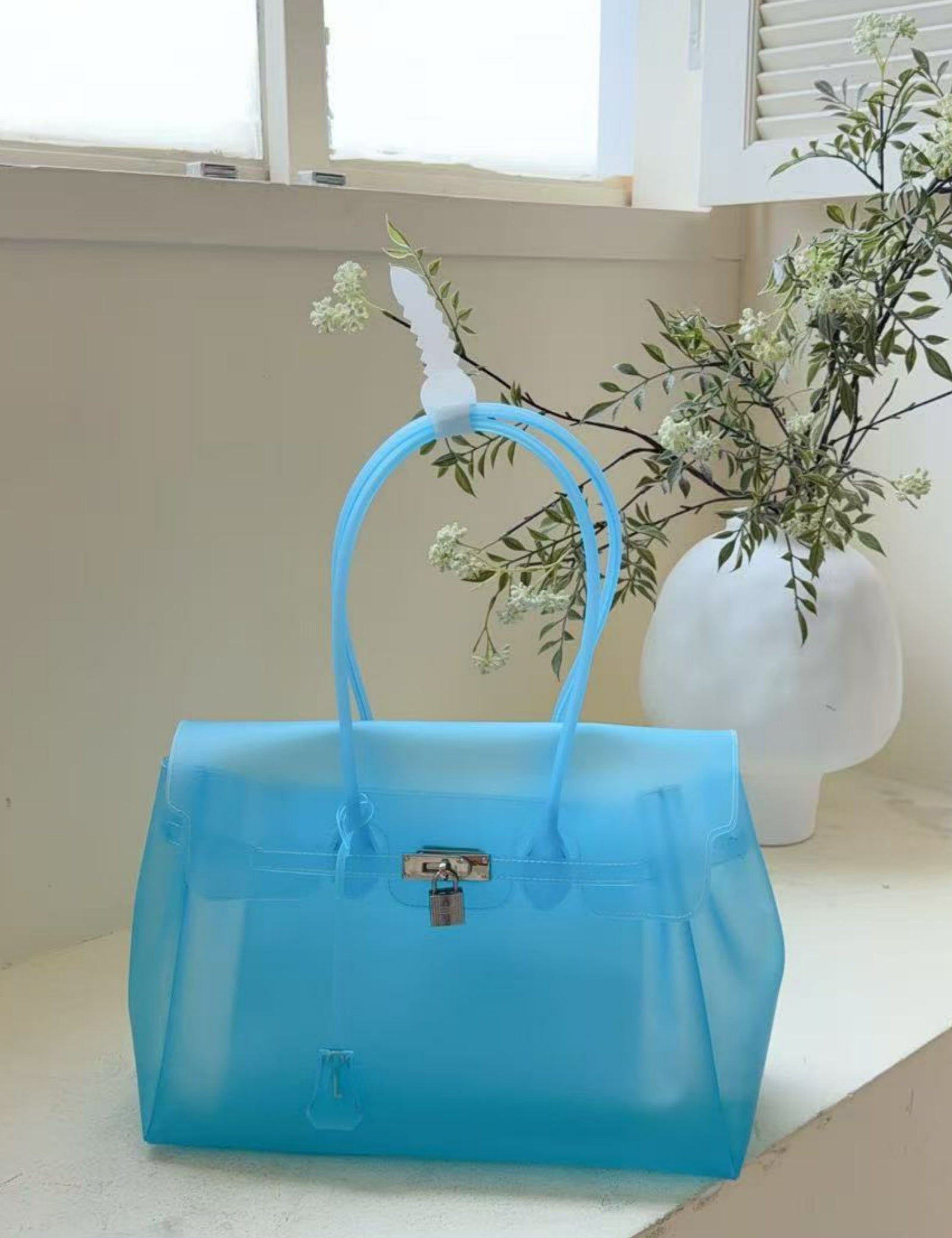 Lavender Jelly Tote Bag Waterproof Clear Shoulder Purse