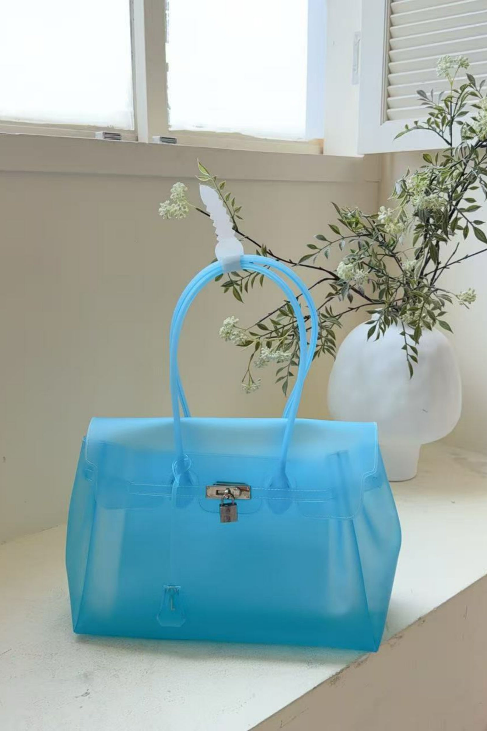 Lavender Jelly Tote Bag Waterproof Clear Shoulder Purse