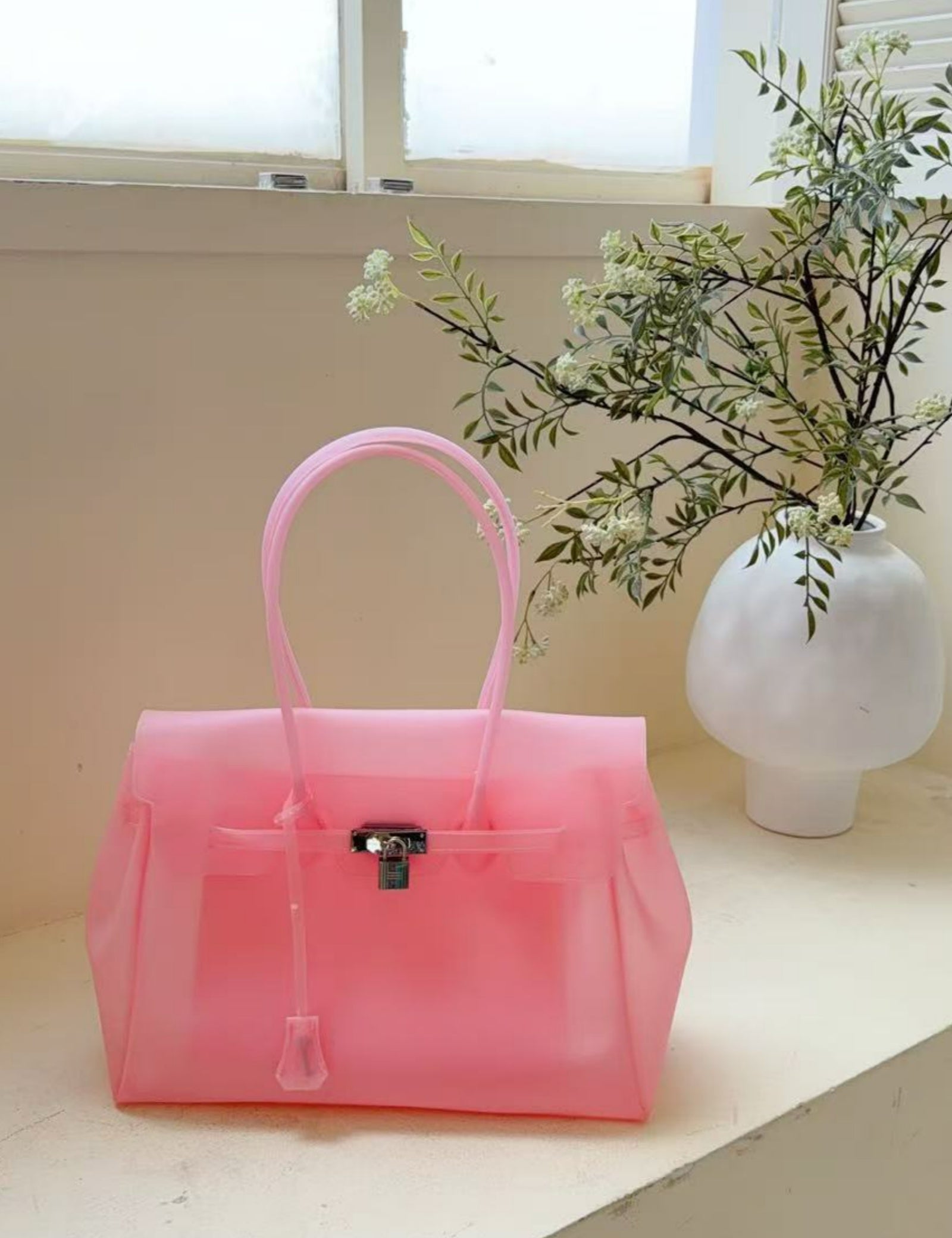 Lavender Jelly Tote Bag Waterproof Clear Shoulder Purse
