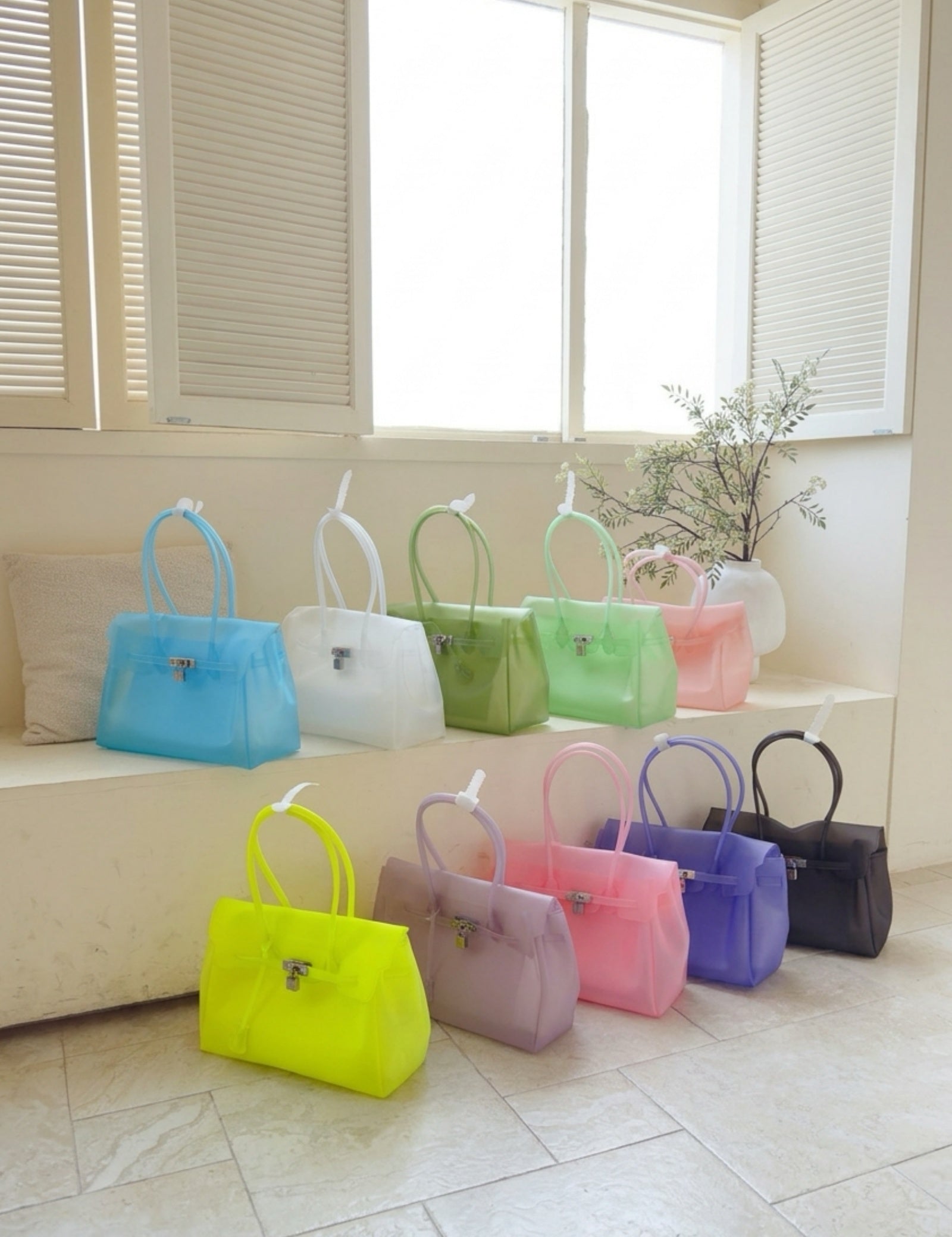 Lavender Jelly Tote Bag Waterproof Clear Shoulder Purse