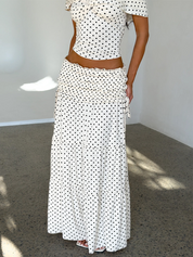 Off-the-shoulder polka dot dress set