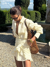 Relaxed, vacation-ready tie-neck shirt dress