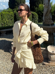 Relaxed, vacation-ready tie-neck shirt dress