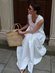 Resort-style U-neck loose-fitting long dress