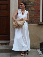 Resort-style U-neck loose-fitting long dress