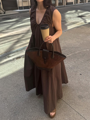 Resort-style U-neck loose-fitting long dress