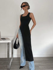 Stylish elongated T-shirt with a slim fit and U-neck