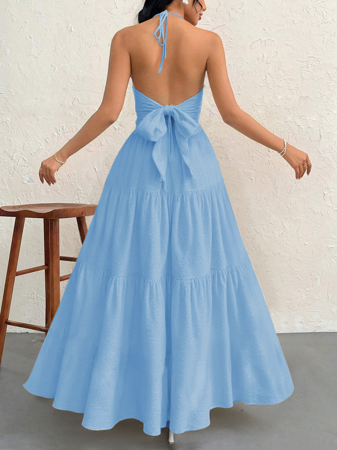 V-neck vacation-style beach sundress