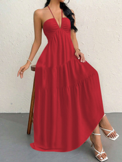 V-neck vacation-style beach sundress