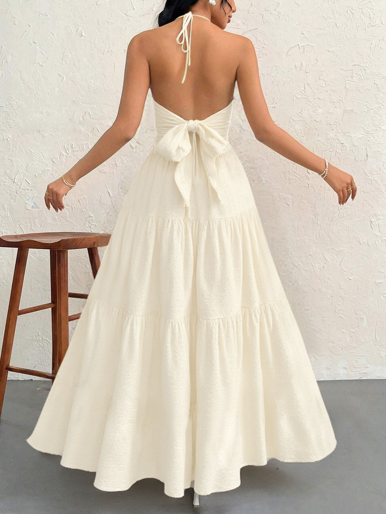 V-neck vacation-style beach sundress
