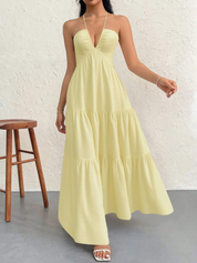 V-neck vacation-style beach sundress