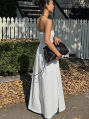 Vacation-style strapless maxi dress