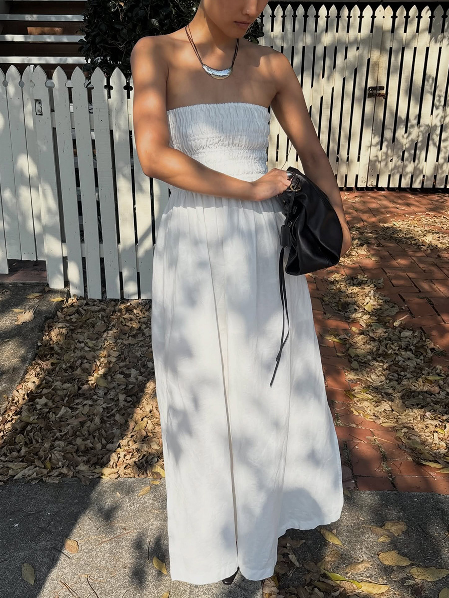 Vacation-style strapless maxi dress