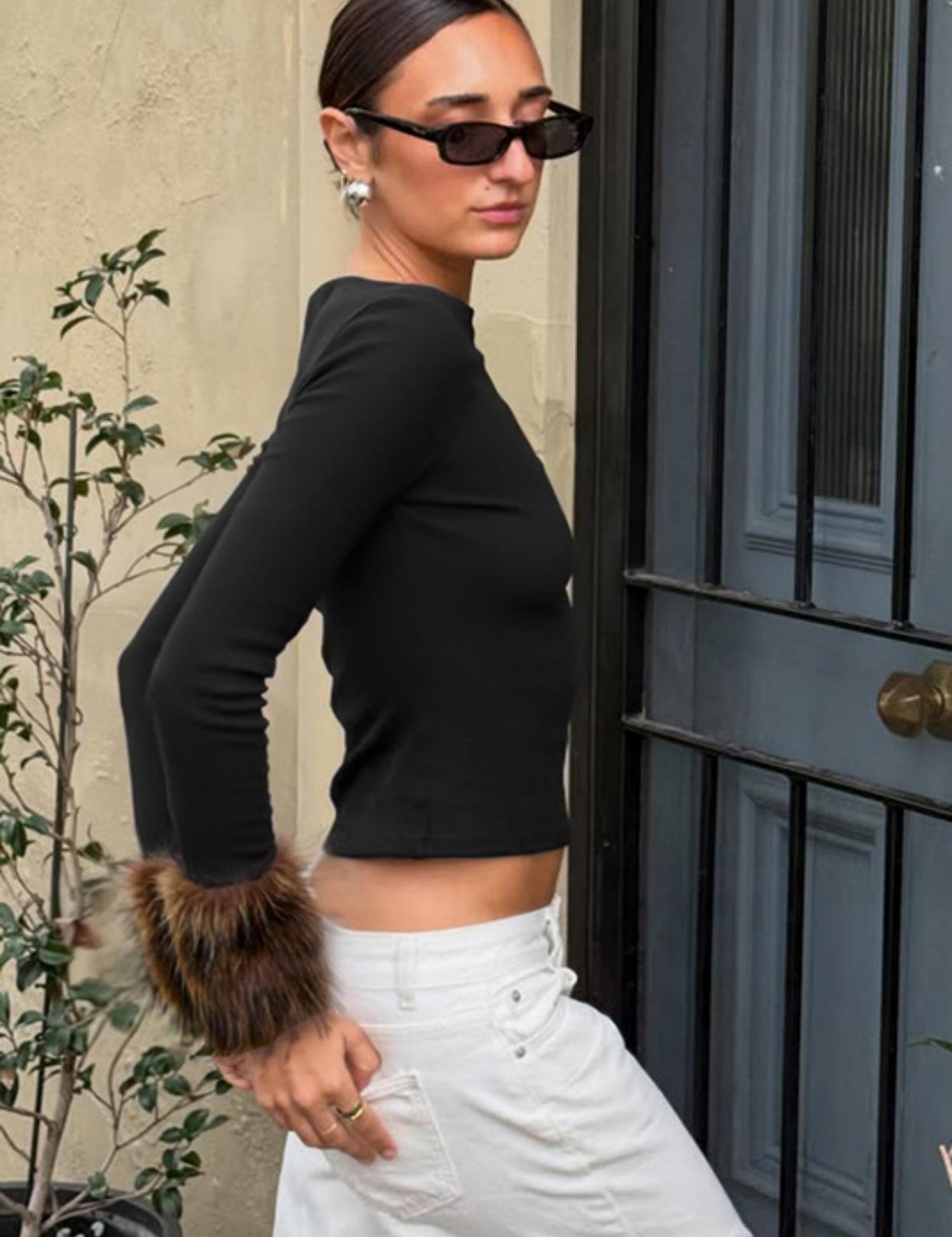 black-long-sleeve-top-faux-fur-cuffs-night-out-Zorashe-TLST027-2.jpg