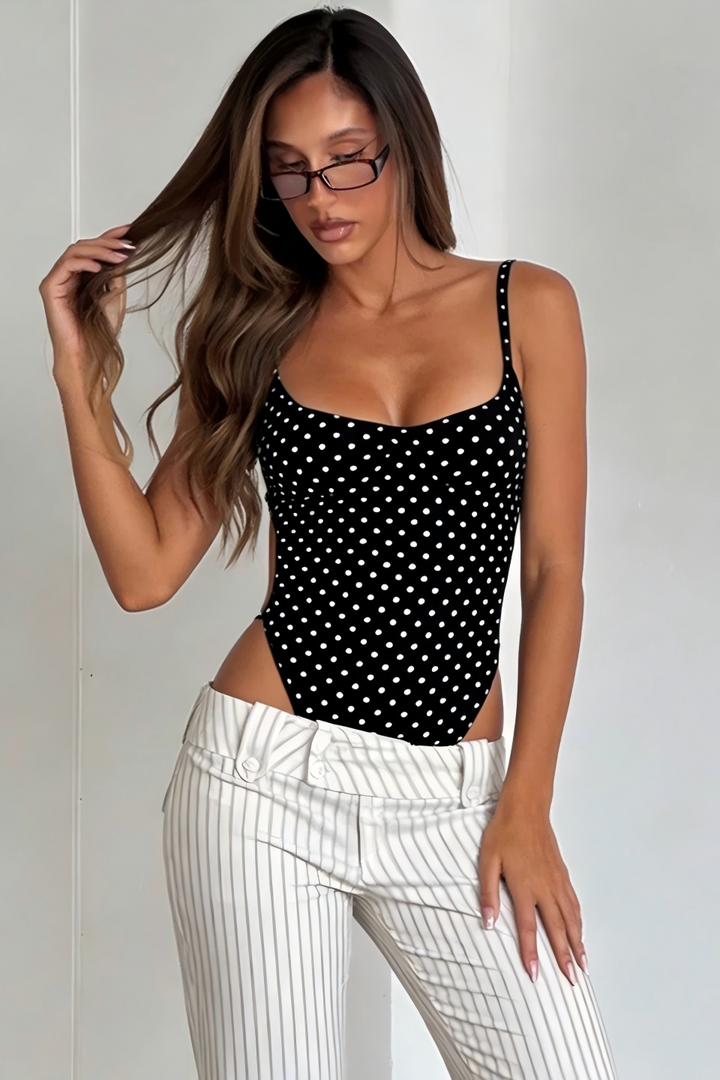 Polka Dot Backless Bodysuit