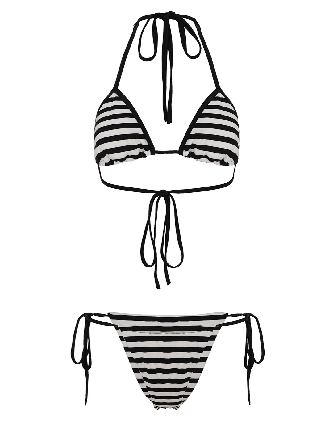 Black and White Striped Bikini Set