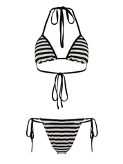 Black and White Striped Bikini Set
