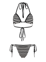 Black and White Striped Bikini Set