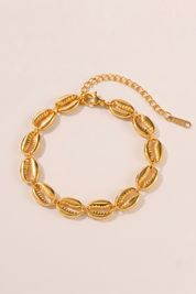 Boho Gold Shell Link Bracelet