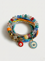 Boho Evil Eye Layered Beaded Bracelet