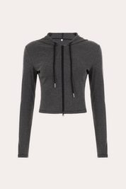 Charcoal Micro Stripe Zip Up Hoodie and Shorts Set