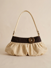 Cream Butter Polka Dot Pleated Hobo Bag