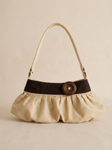 Cream Butter Polka Dot Pleated Hobo Bag