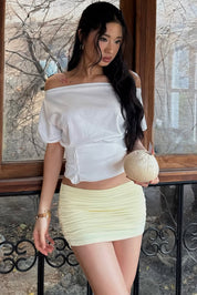 Cream Off-the-Shoulder Draped Crop Top