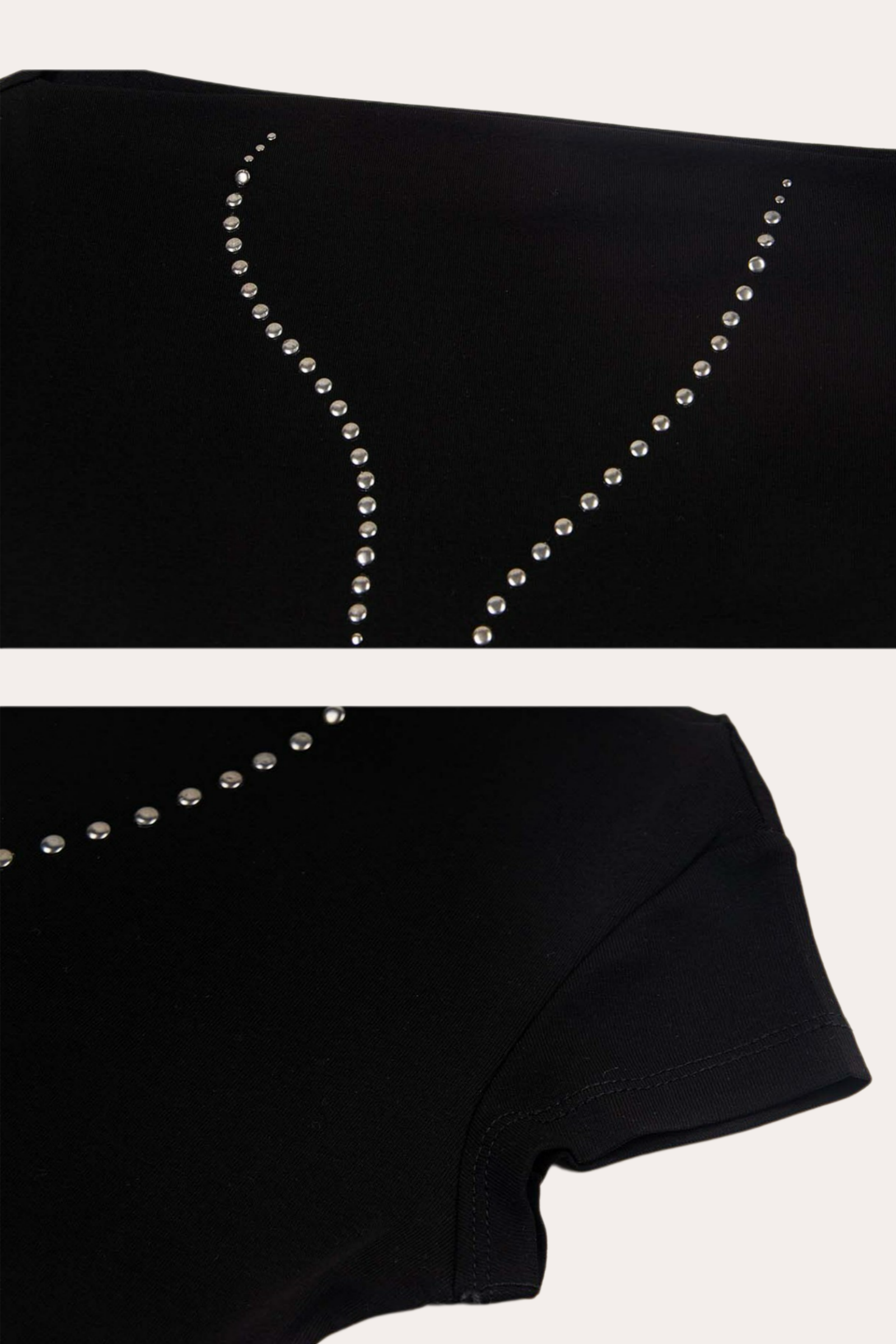 Cross Necklace Studded Off-Shoulder T-Shirt