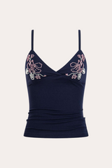 Floral Beaded Cami Crop Tank Top