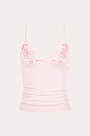 Floral Beaded Cami Crop Tank Top