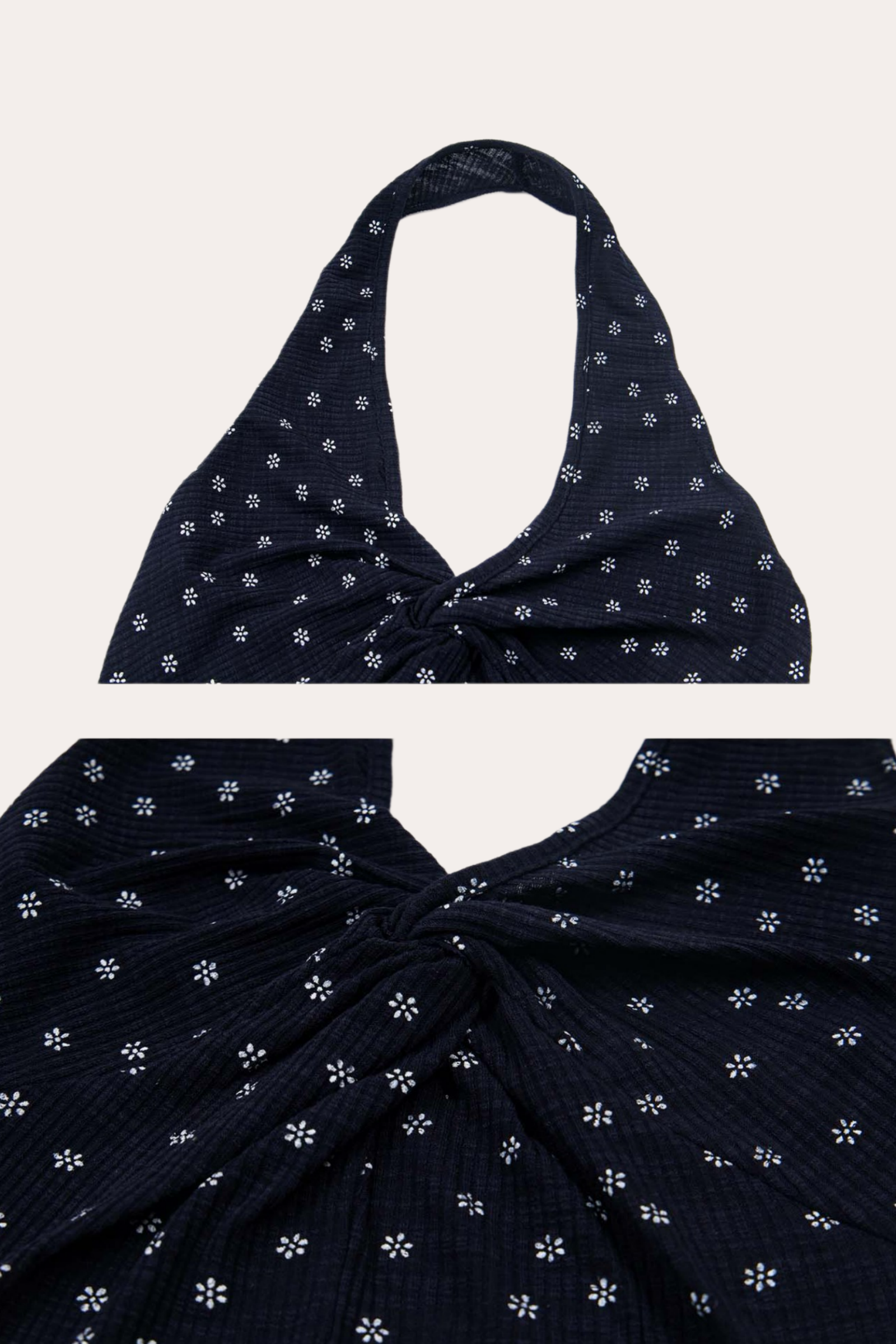 Floral Print Twist Front Halter Crop Tank Top