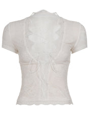 Coquette Aesthetic V Neck Clubbing Lace Cutout Top
