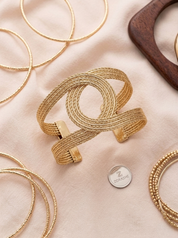 Modern Geometric Gold-Tone Cuff Bracelet