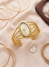 Modern Gold-Tone Statement Cuff Watch Bracelet