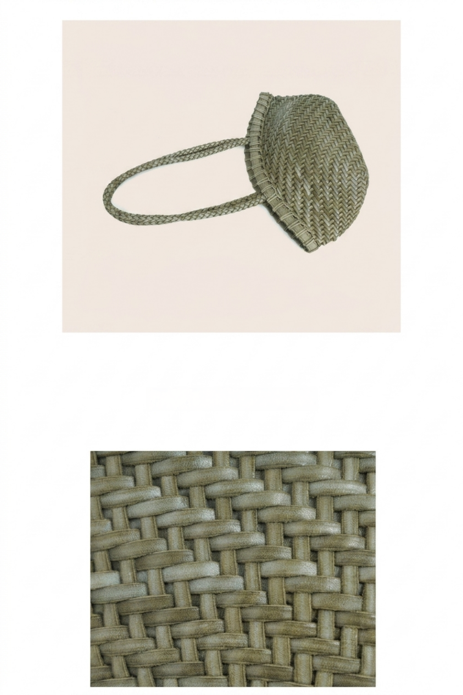 Handwoven Woven Leather Basket Tote Bag | Vintage French Chic