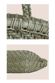 Handwoven Woven Leather Basket Tote Bag | Vintage French Chic