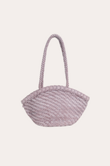 Handwoven Woven Leather Basket Tote Bag | Vintage French Chic