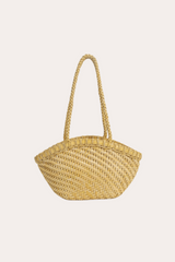 Handwoven Leather Basket Tote Bag