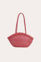 Handwoven Woven Leather Basket Tote Bag | Vintage French Chic