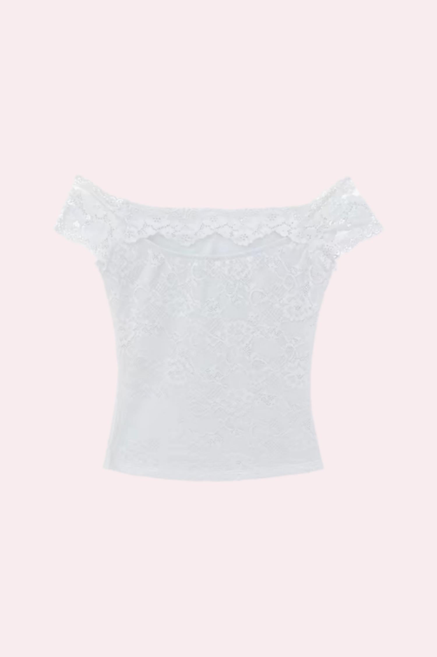 Lace Cutout Off Shoulder Top