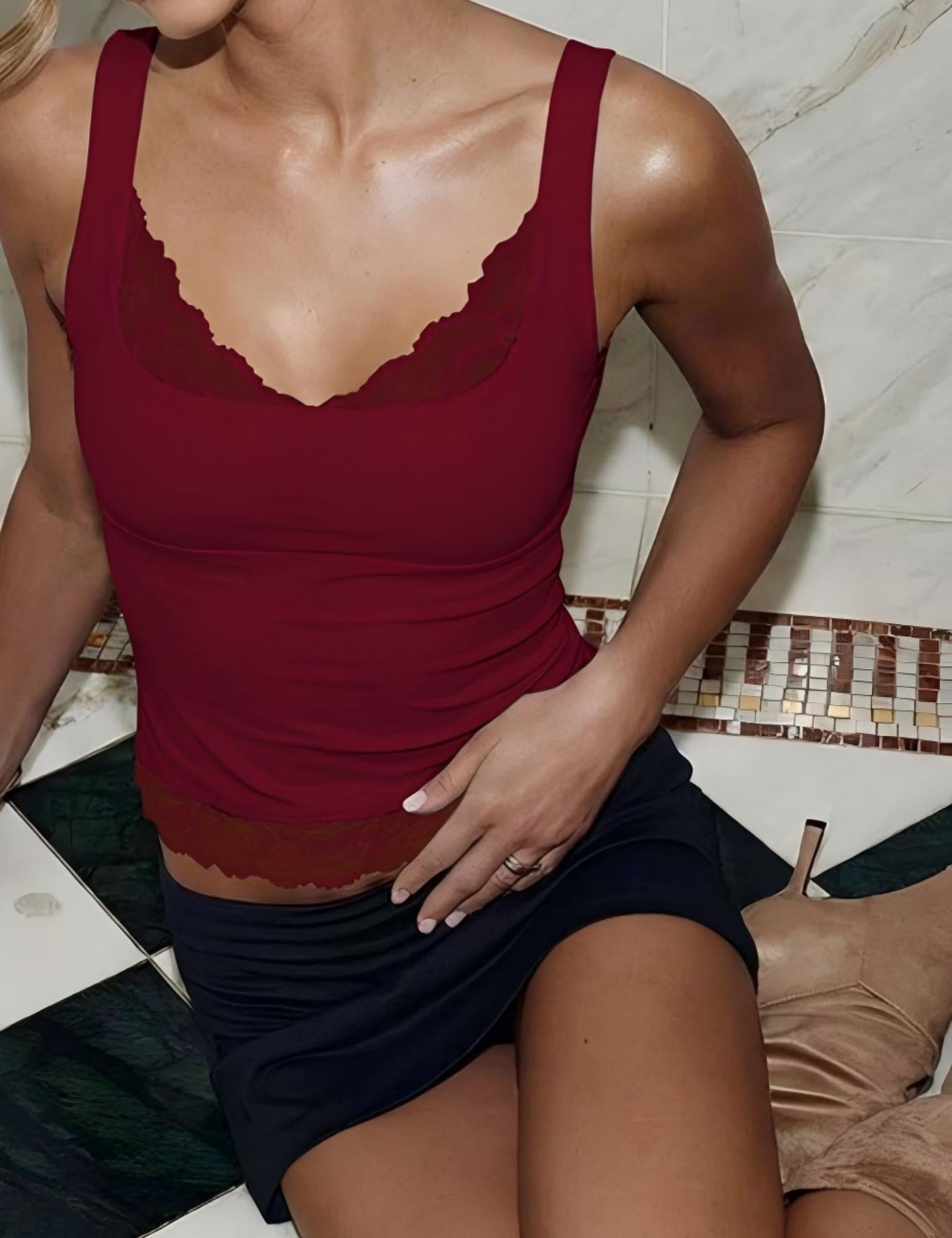 Lace Trim Scoop Neck Tank Top