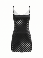 Black Polka Dot Silk Slip Dress