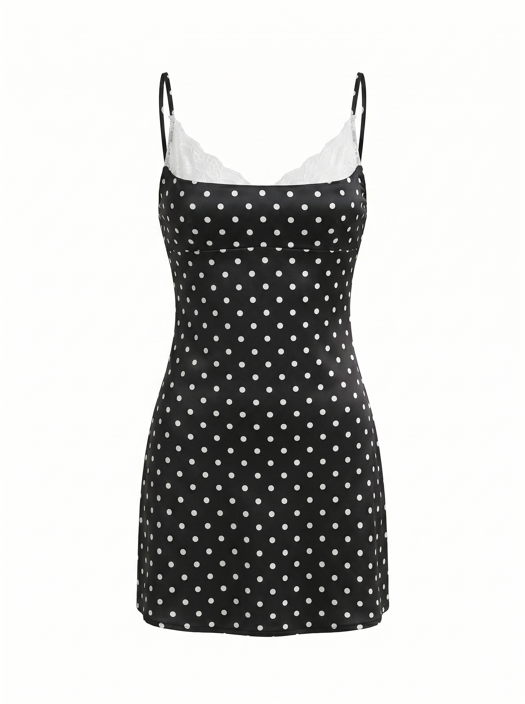 Black Polka Dot Silk Slip Dress